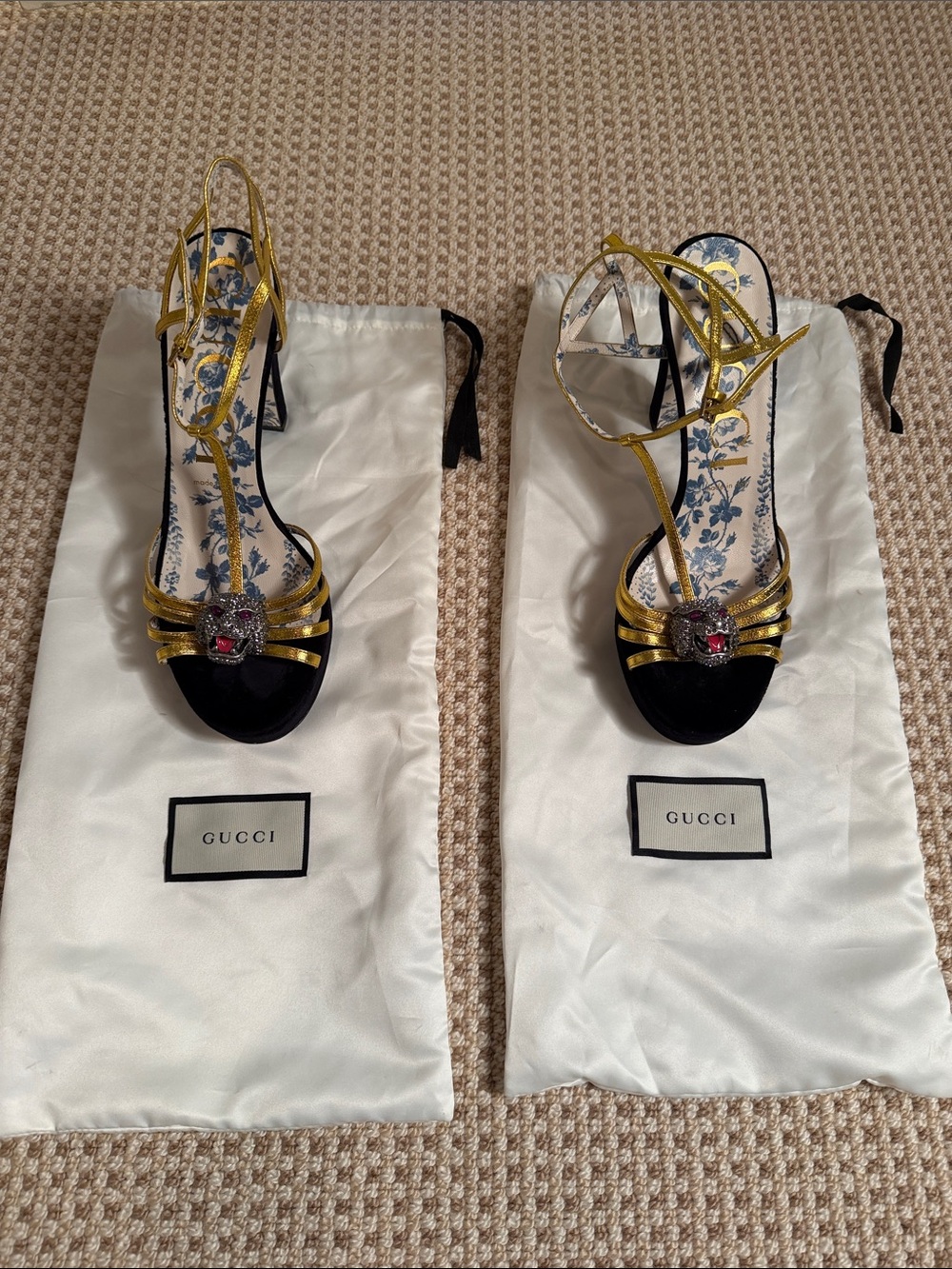 Gucci Napa Elias Tiger Head Heels